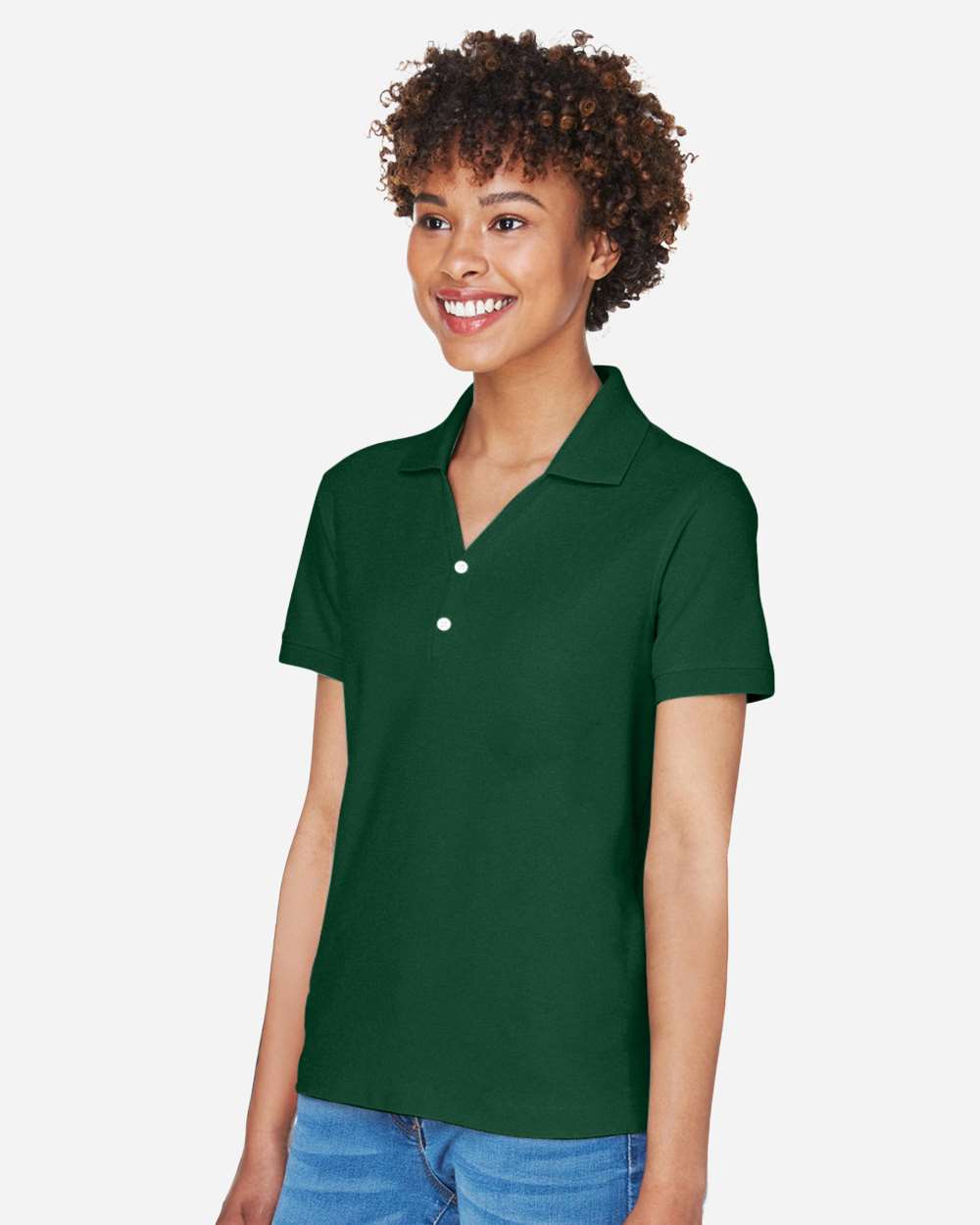 Women's Pima Piqué Polo - OnModelSide - B592B2542 - Forest