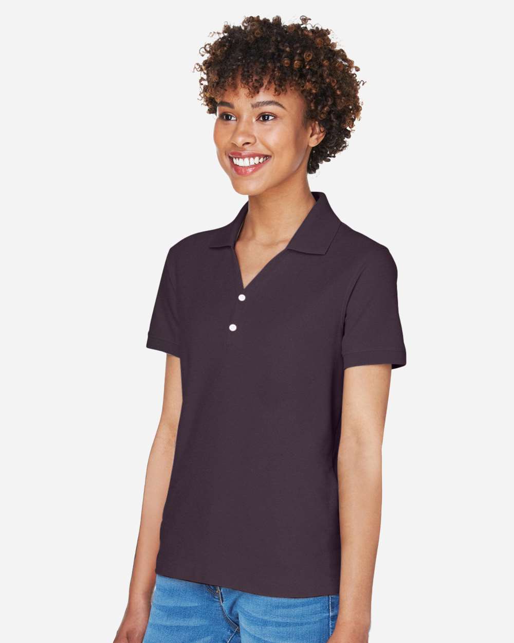 Women's Pima Piqué Polo - OnModelSide - B592B2552 - Espresso