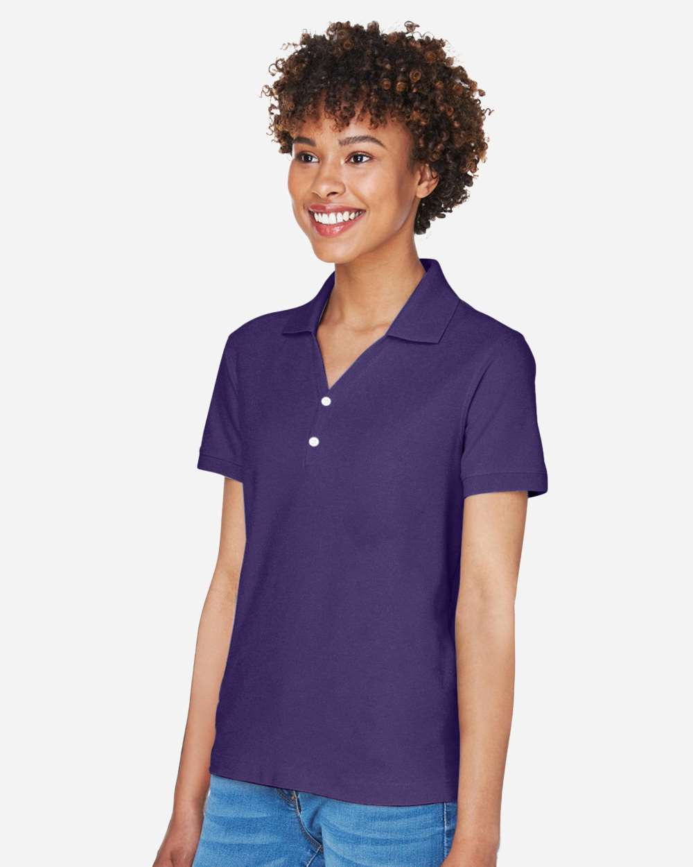 Women's Pima Piqué Polo - OnModelSide - B592B2672 - Deep Purple