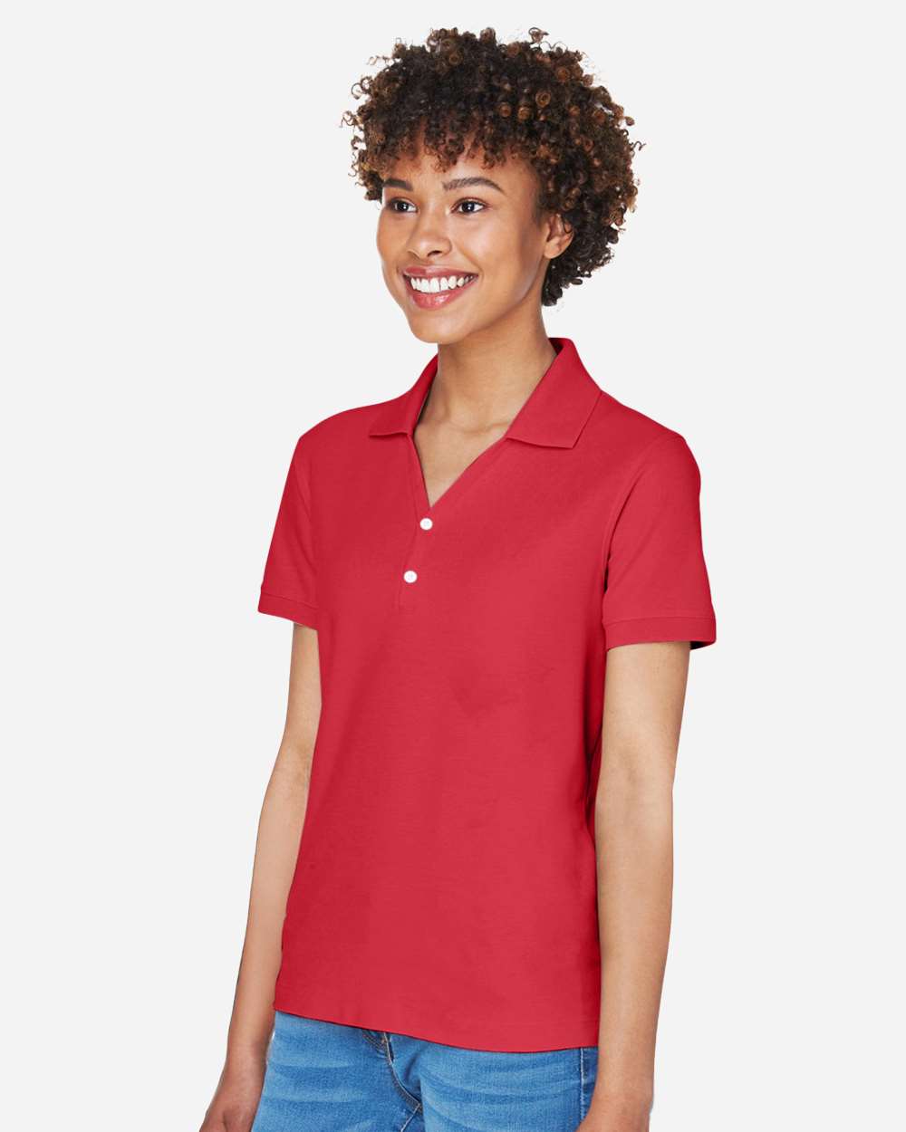 Women's Pima Piqué Polo - OnModelSide - B592B2702 - Red