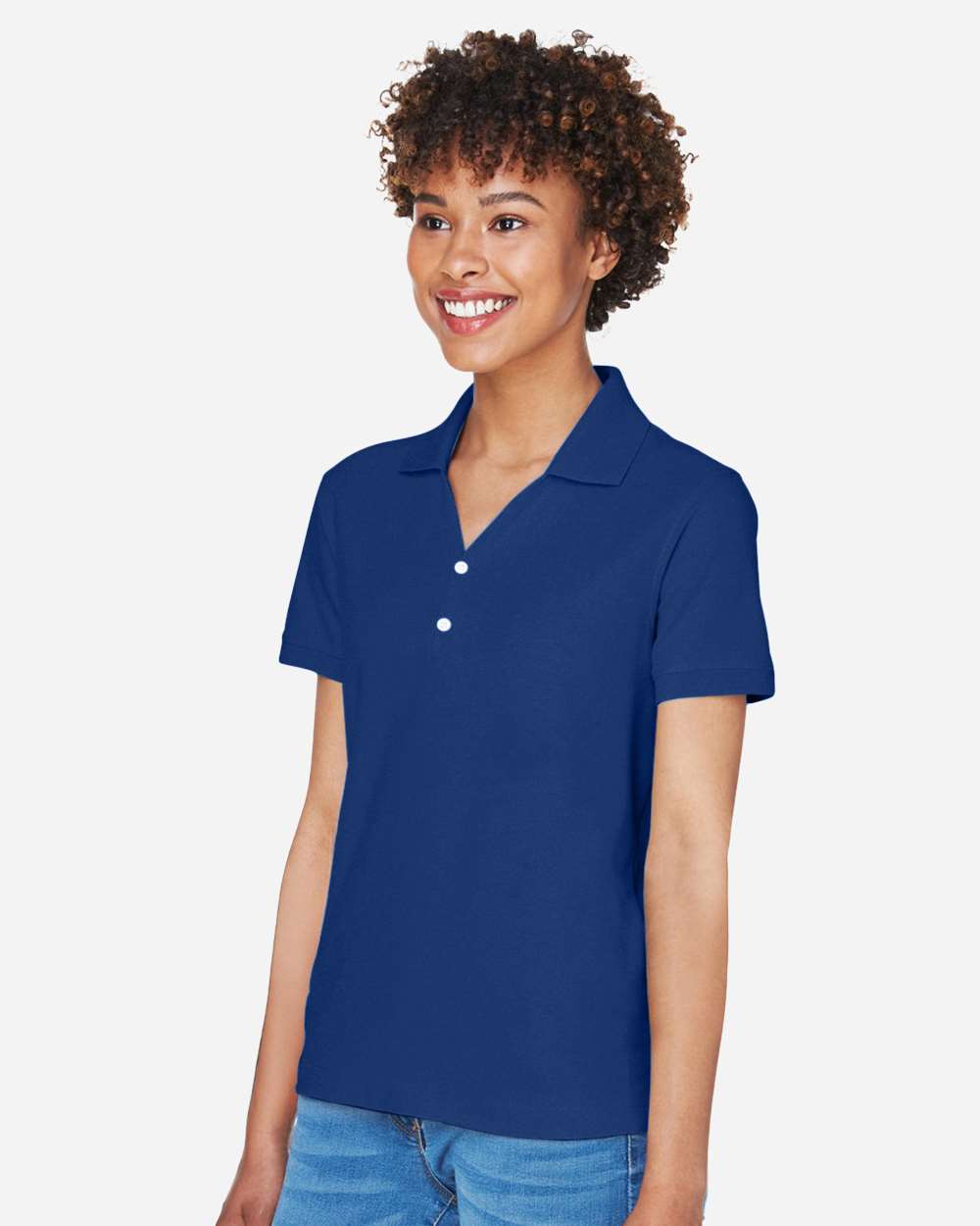 Women's Pima Piqué Polo - OnModelSide - B592B2752 - True Royal
