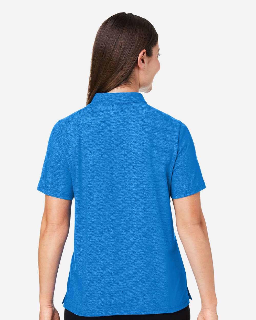 Women's Crownlux Performance® Geo Polo - OnModelBack - B621B2252 - French Blue/ CR Blue