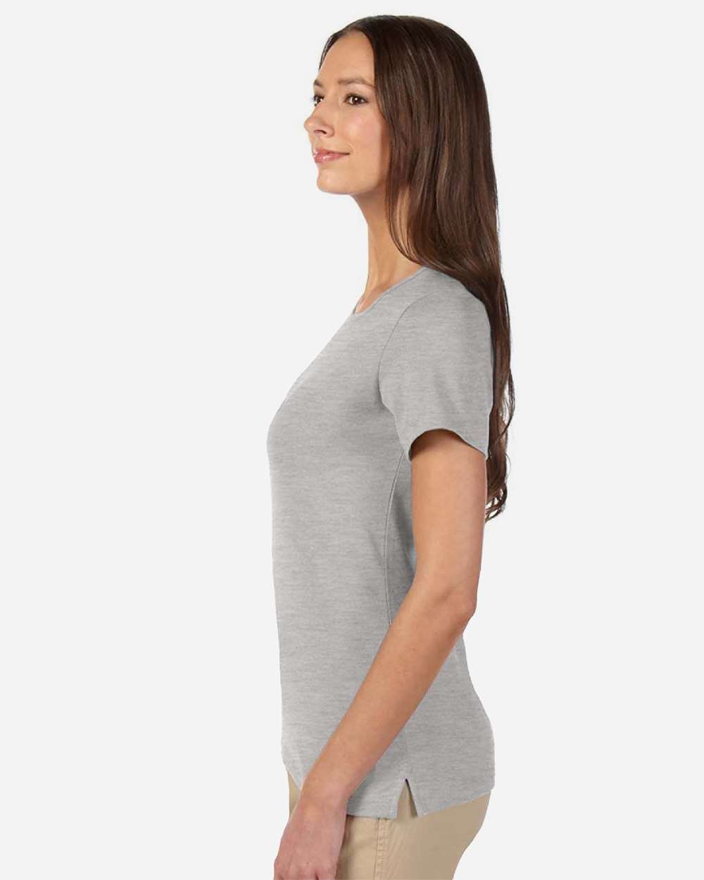 Women's Perfect Fit™ Shell T-Shirt - OnModelSide - B721B2352 - GREY HEATHER