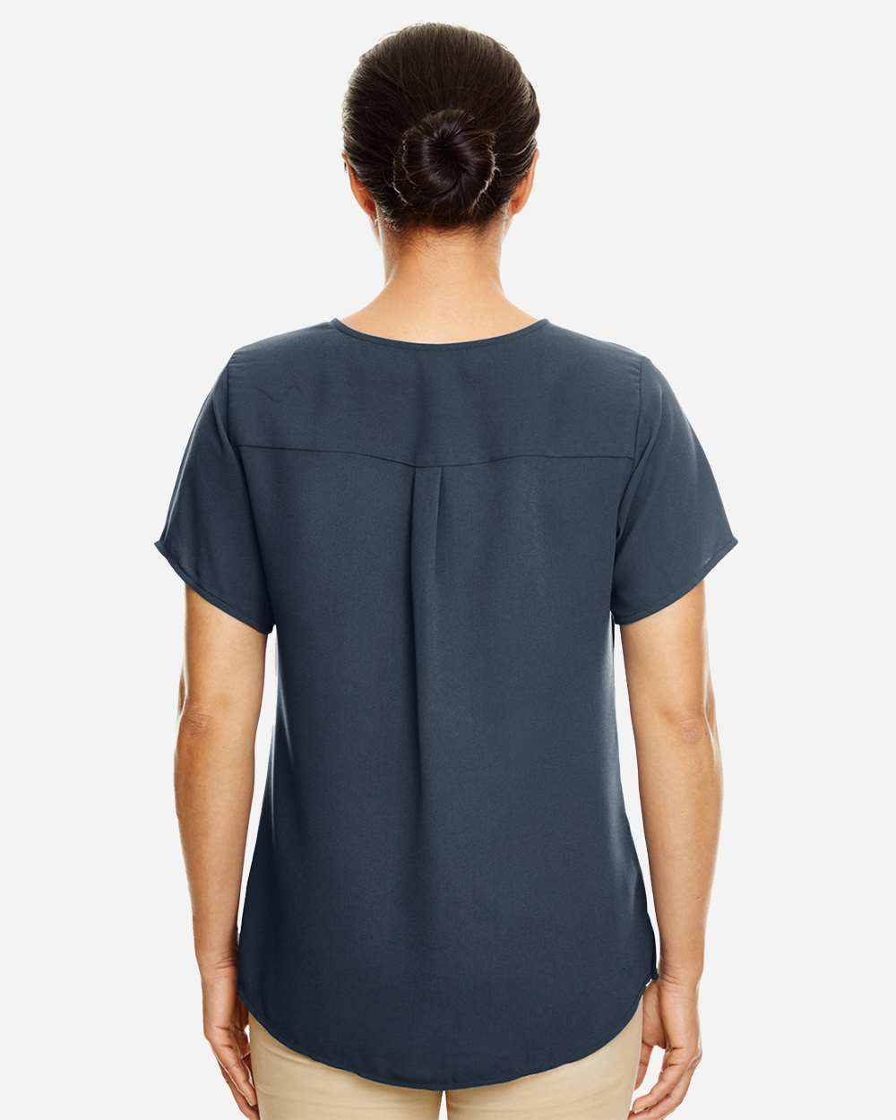 Women's Perfect Fit™ Crepe Blouse - OnModelBack - B730B2652 - Navy