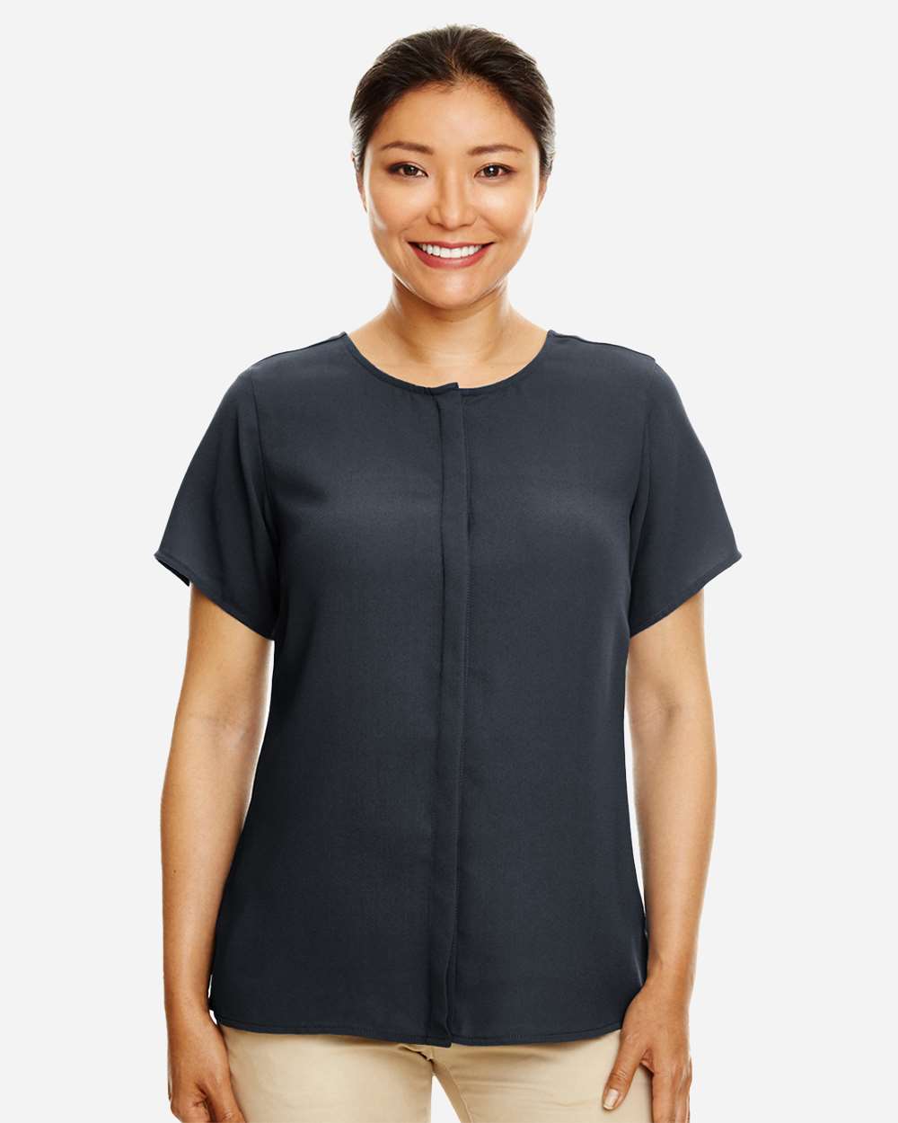 Women's Perfect Fit™ Crepe Blouse - OnModelFront - B730B2502 - Black