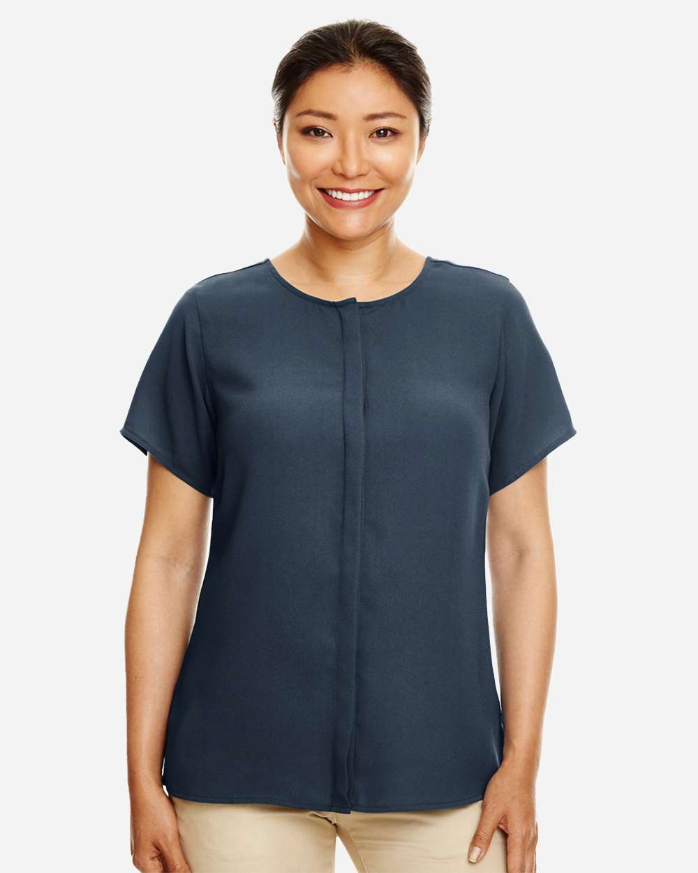 Women's Perfect Fit™ Crepe Blouse - OnModelFront - B730B2652 - Navy