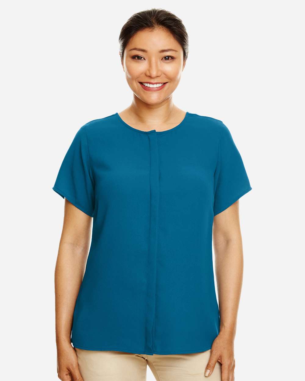 Women's Perfect Fit™ Crepe Blouse - OnModelFront - B730B2782 - Dark Teal