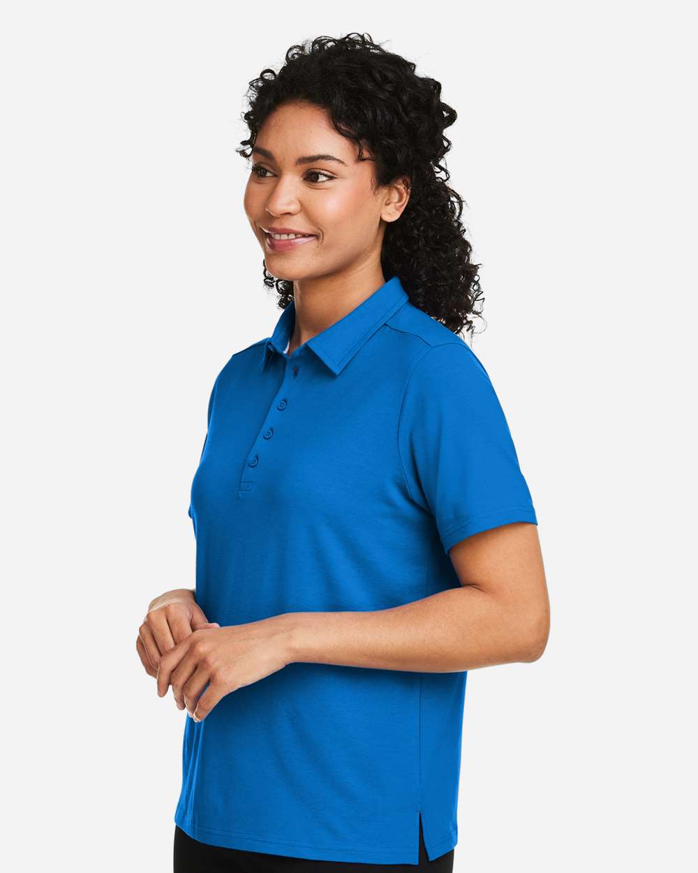 Women's Raleigh Stretch Polo - OnModelSide - B625B2252 - French Blue