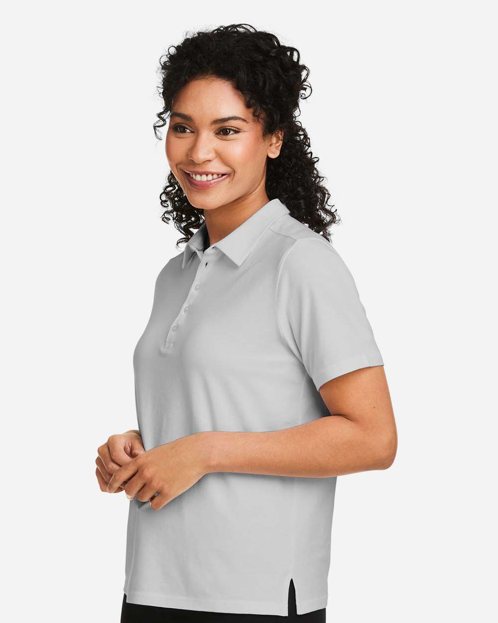 Women's Raleigh Stretch Polo - OnModelSide - B625B2352 - Grey
