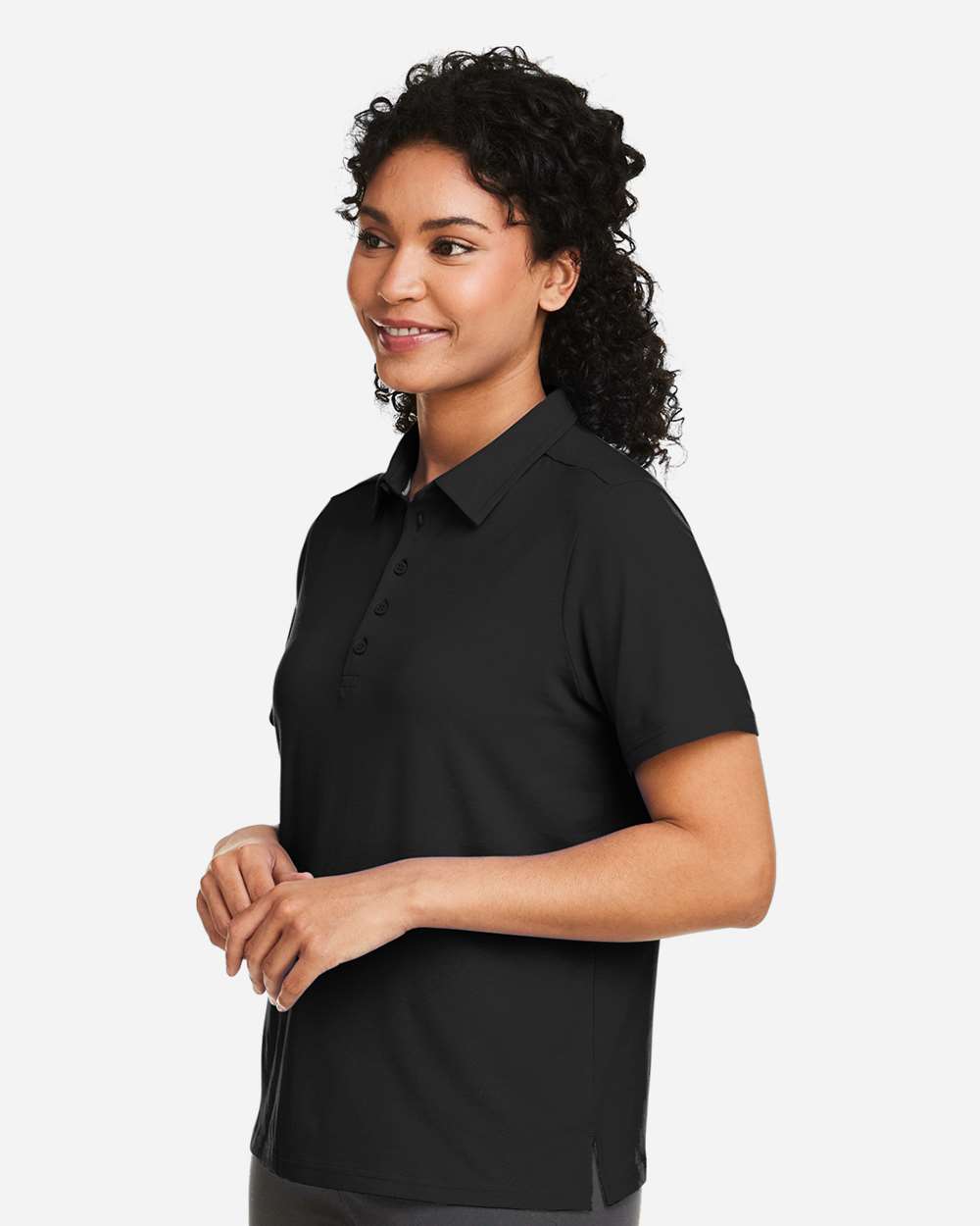 Women's Raleigh Stretch Polo - OnModelSide - B625B2502 - Black
