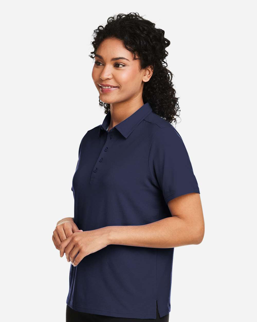 Women's Raleigh Stretch Polo - OnModelSide - B625B2652 - Navy