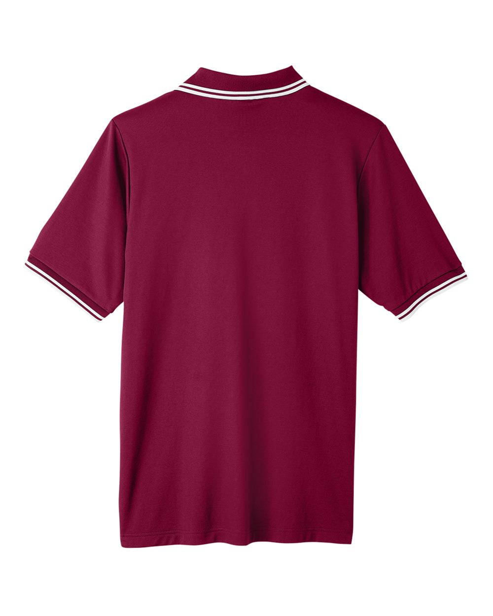 Men's CrownLux Performance® Plaited Tipped Polo - Back - B633B2323 - Burgundy/ White