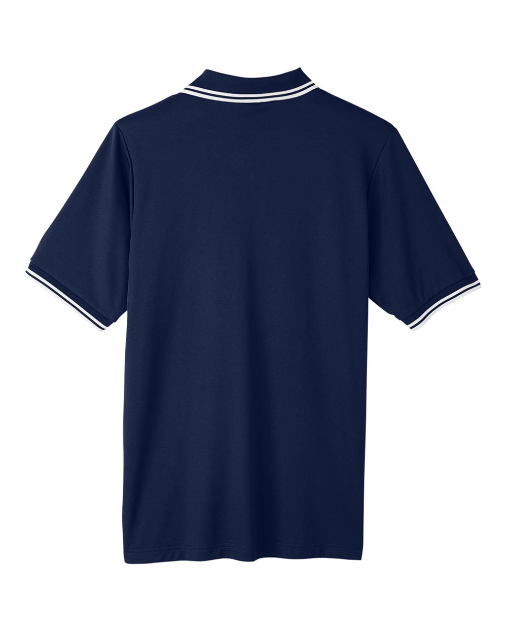 Men's CrownLux Performance® Plaited Tipped Polo - Back - B633B2653 - Navy/ White