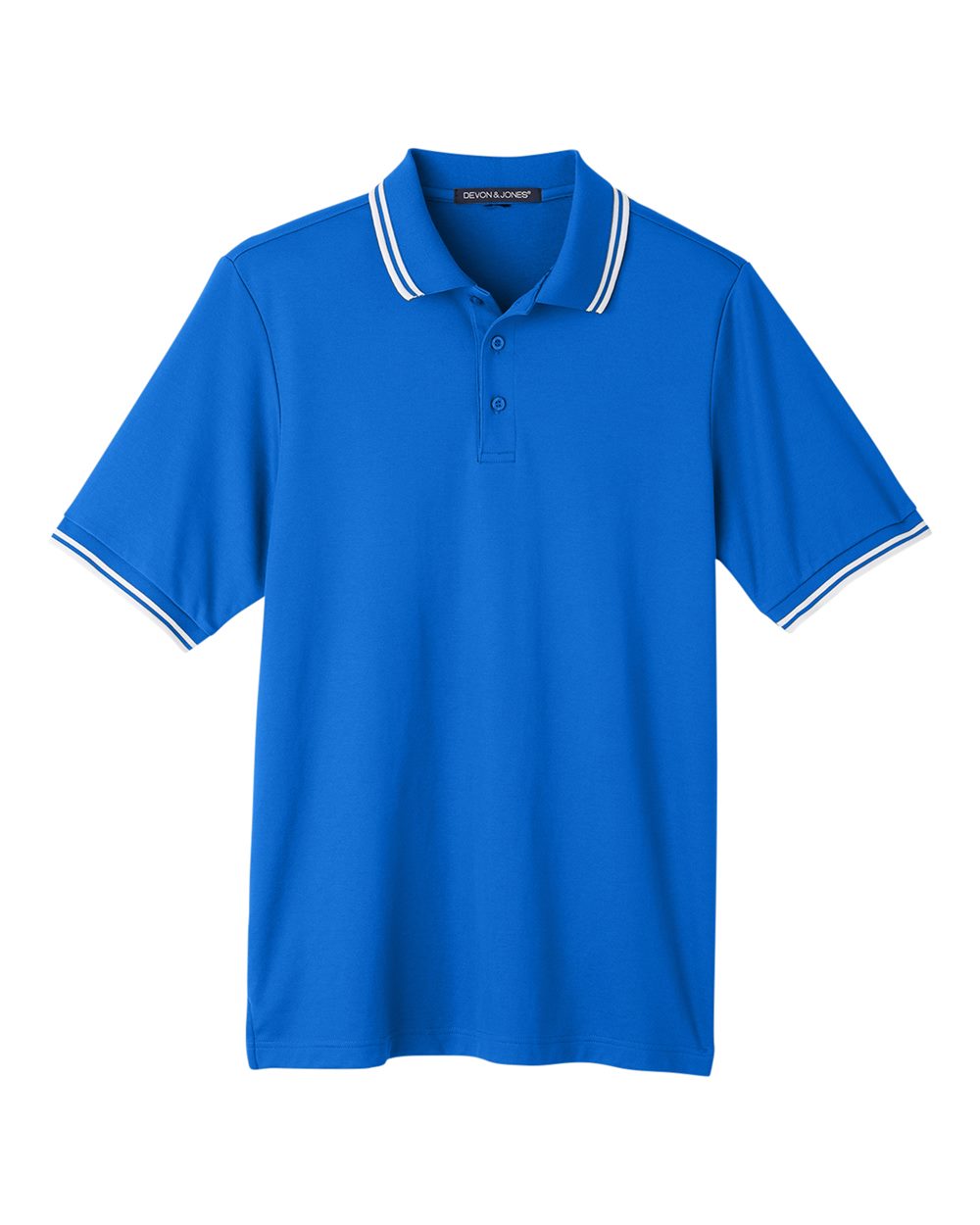 Men's CrownLux Performance® Plaited Tipped Polo - Front - B633B2253 - French Blue/ White
