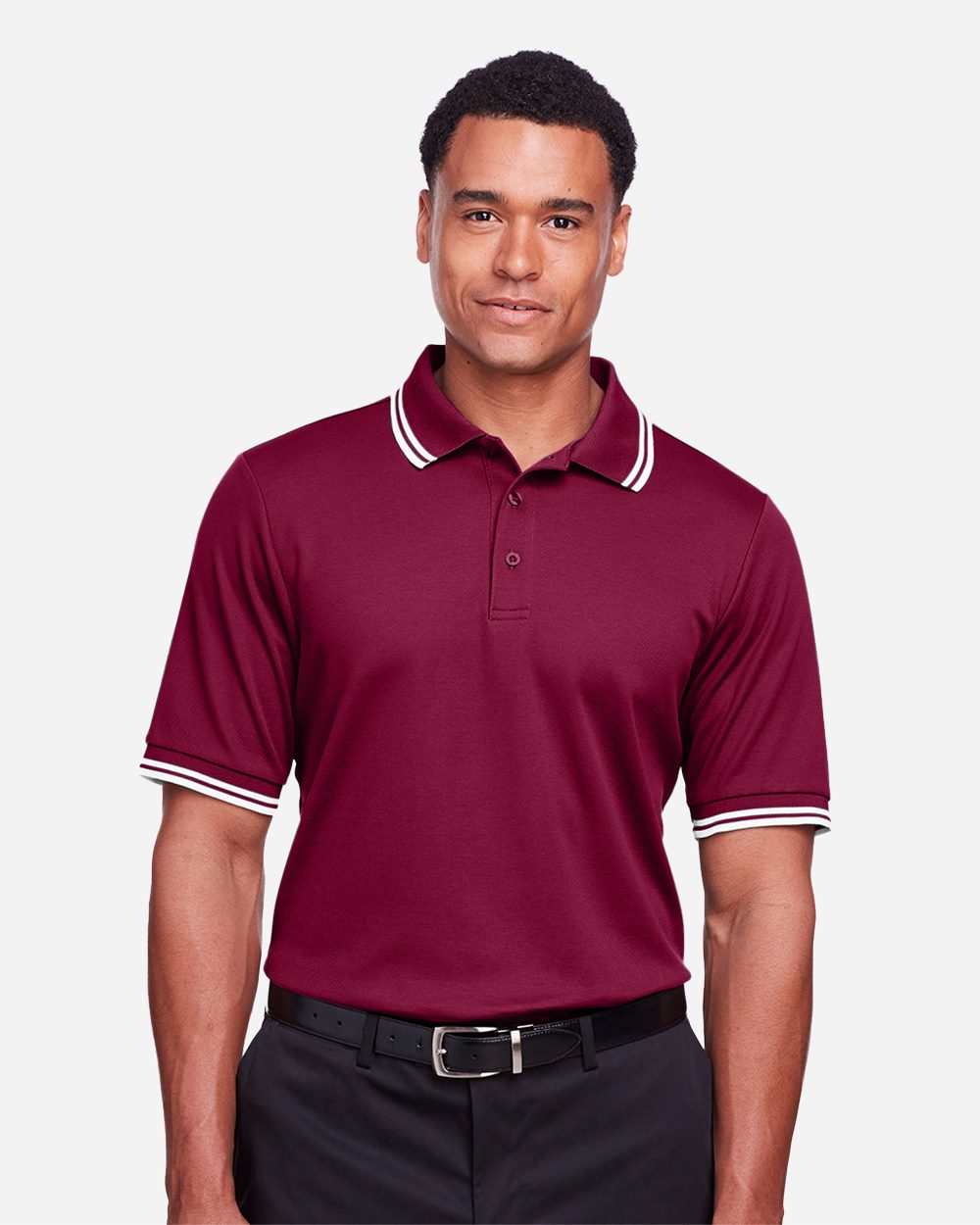 Men's CrownLux Performance® Plaited Tipped Polo - styleImage