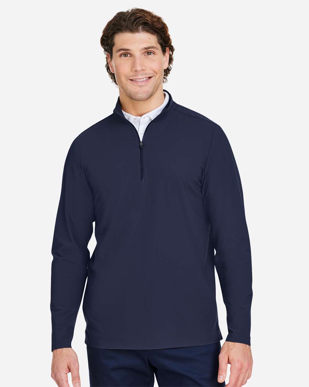 Men's CrownLux Performance® Windsor Welded Quarter-Zip Pullover - OnModelFront - B650B2653 - Navy