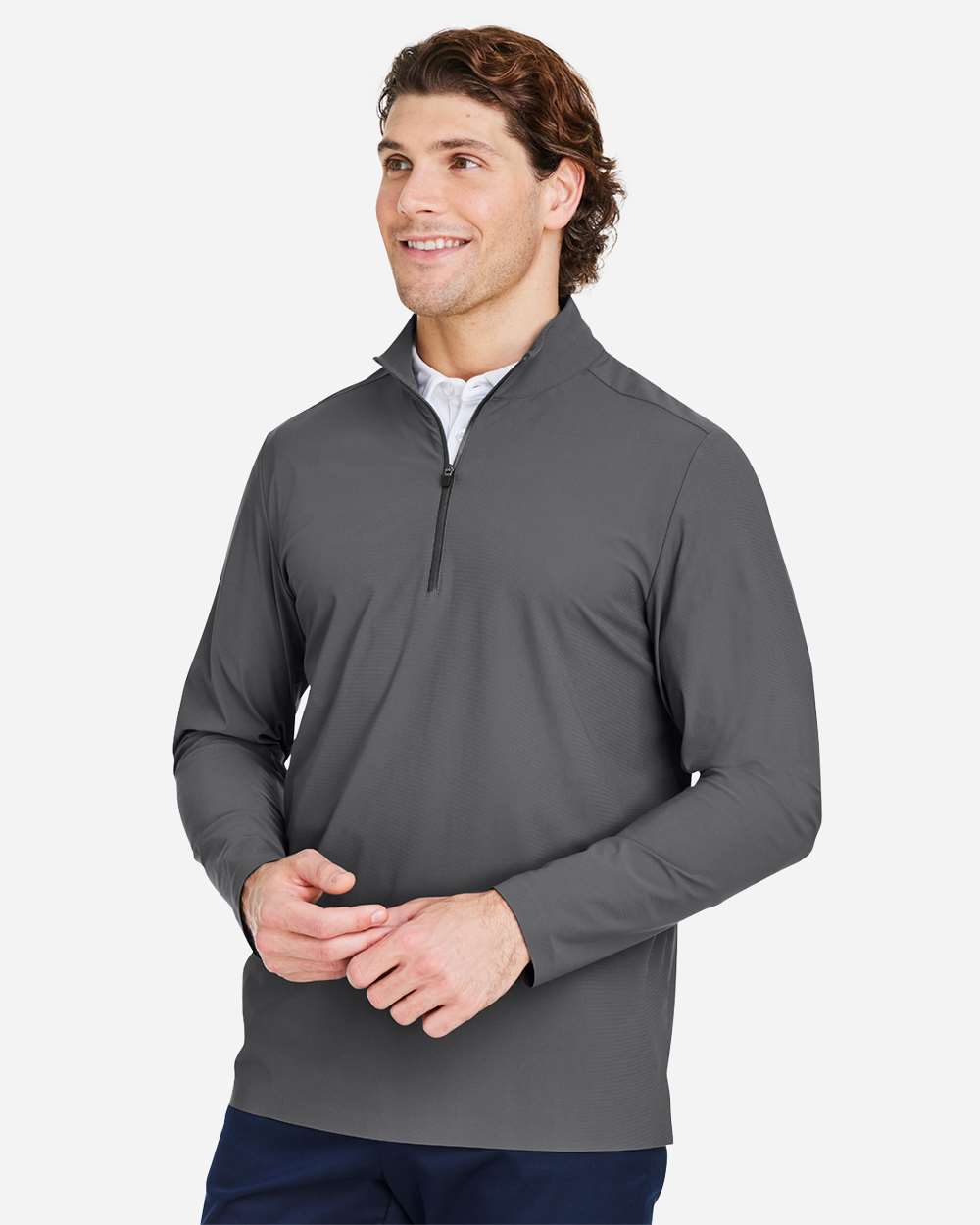 Men's CrownLux Performance® Windsor Welded Quarter-Zip Pullover - OnModelSide - B650B2133 - Graphite