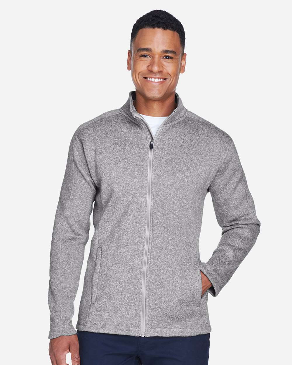 Men's Bristol Full-Zip Sweater Fleece Jacket - OnModelFront - B708B2353 - Grey Heather