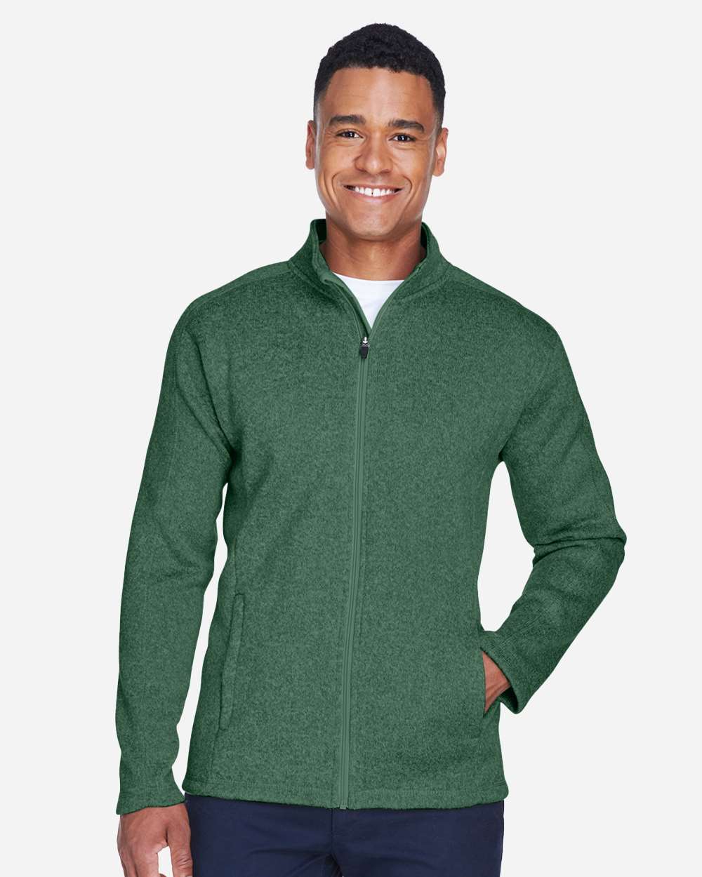 Men's Bristol Full-Zip Sweater Fleece Jacket - OnModelFront - B708B2543 - Forest Heather