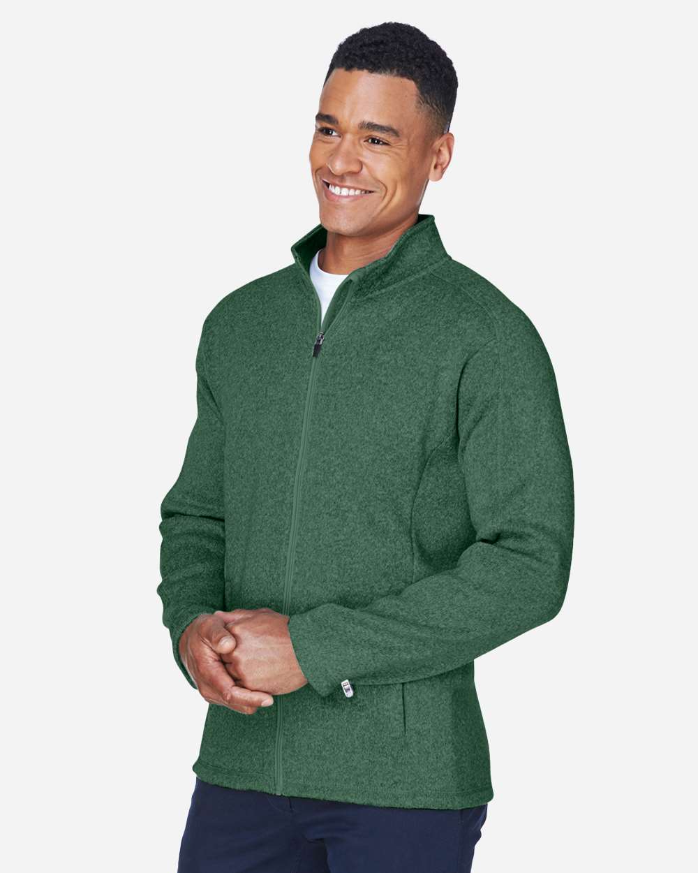 Men's Bristol Full-Zip Sweater Fleece Jacket - OnModelSide - B708B2543 - Forest Heather