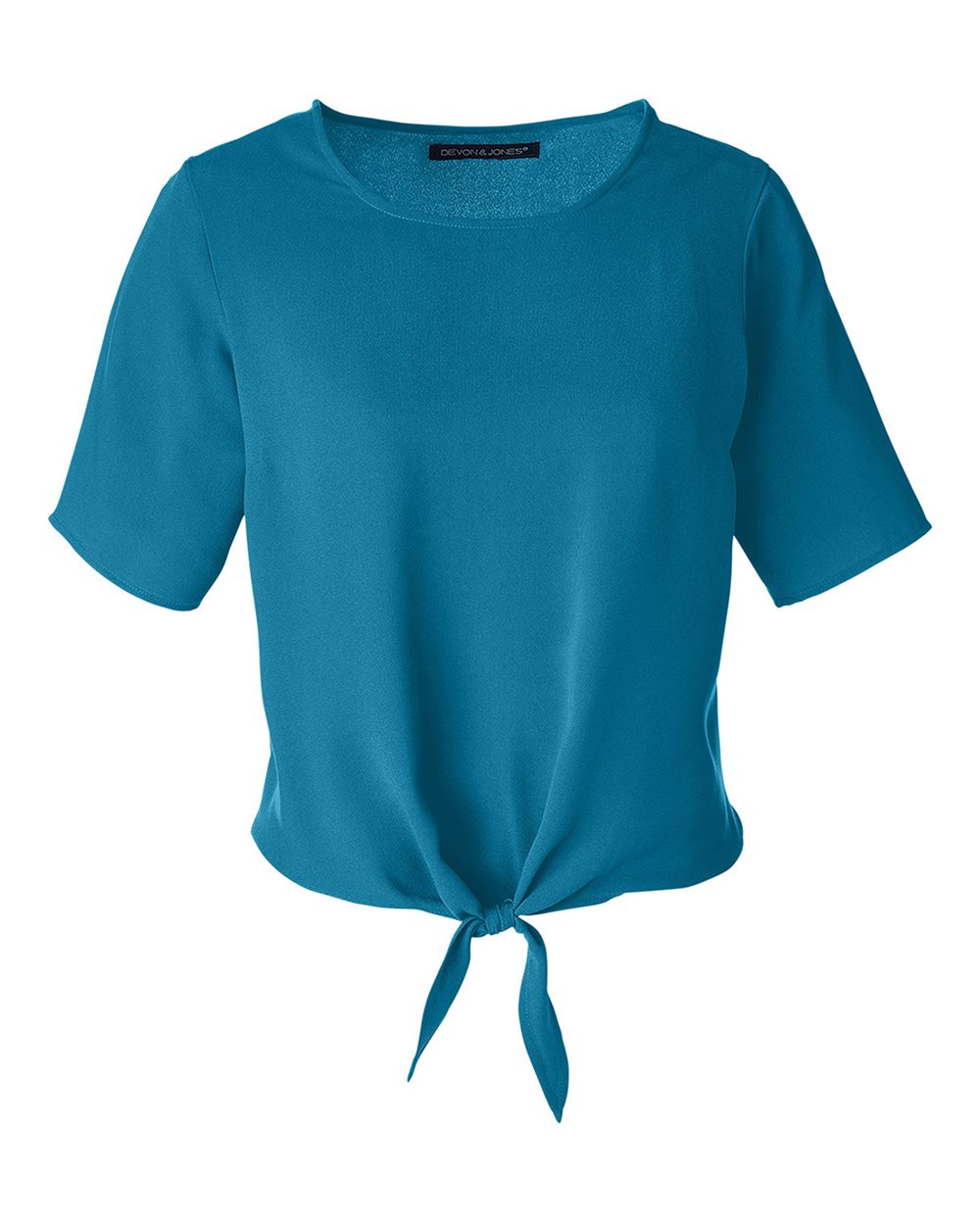 Women's Perfect Fit™ Tie Front Blouse - Front - B732B2782 - Dark Teal