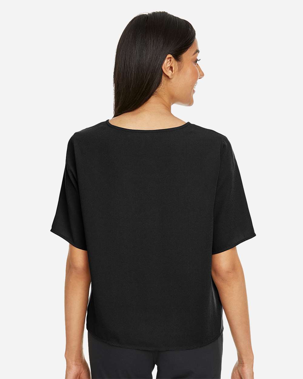 Women's Perfect Fit™ Tie Front Blouse - OnModelBack - B732B2502 - Black