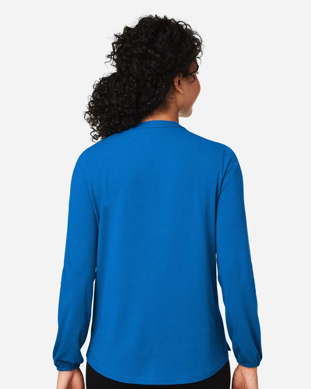 Women's Raleigh Half-Placket Knit Top - OnModelBack - B718B2252 - French Blue