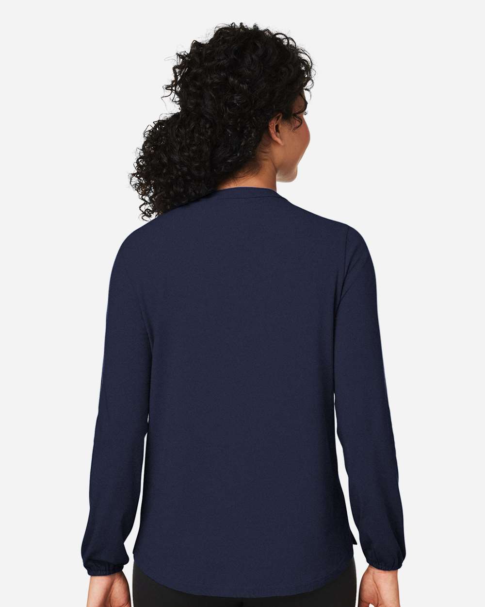 Women's Raleigh Half-Placket Knit Top - OnModelBack - B718B2652 - Navy