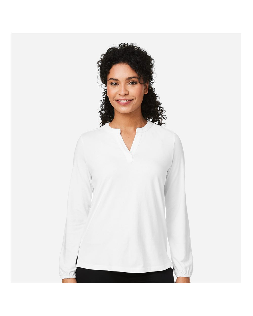 Women's Raleigh Half-Placket Knit Top - OnModelFront - B718B2002 - White