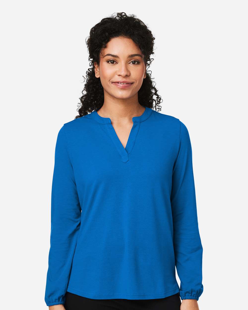 Women's Raleigh Half-Placket Knit Top - OnModelFront - B718B2252 - French Blue