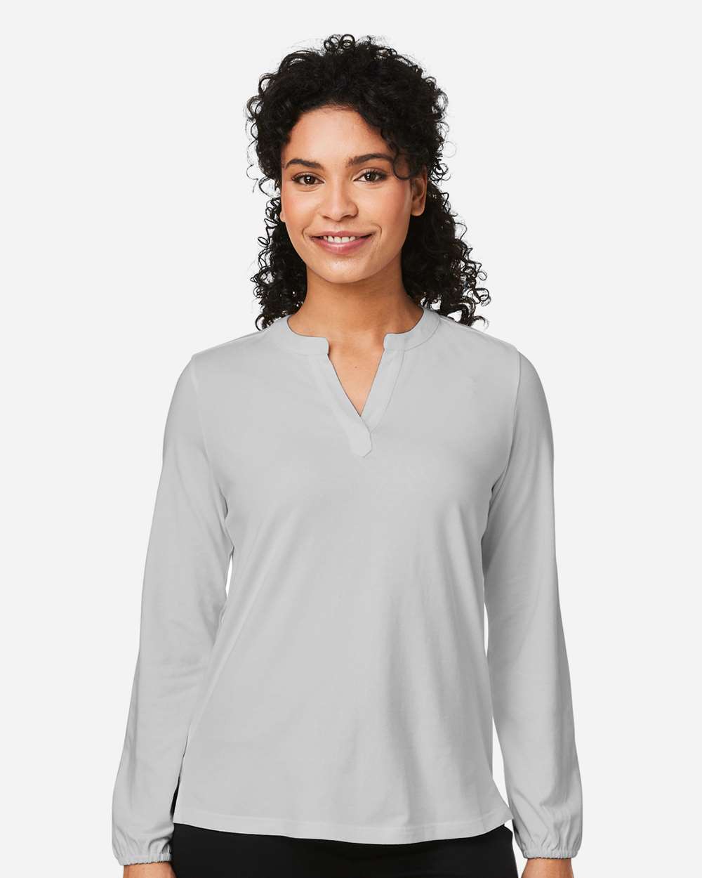 Women's Raleigh Half-Placket Knit Top - OnModelFront - B718B2352 - Grey