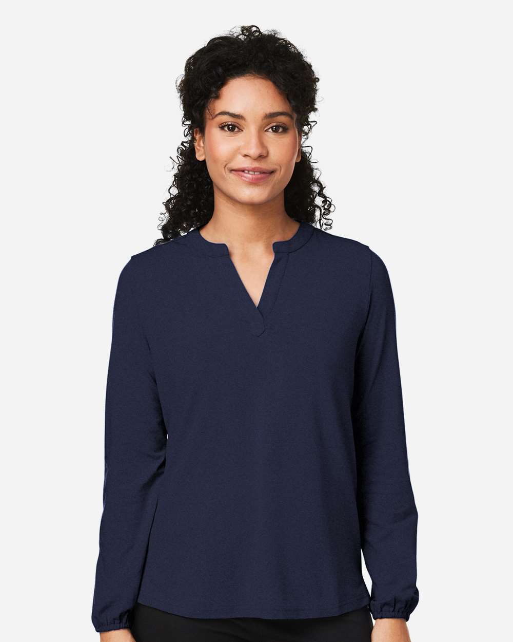 Women's Raleigh Half-Placket Knit Top - OnModelFront - B718B2652 - Navy