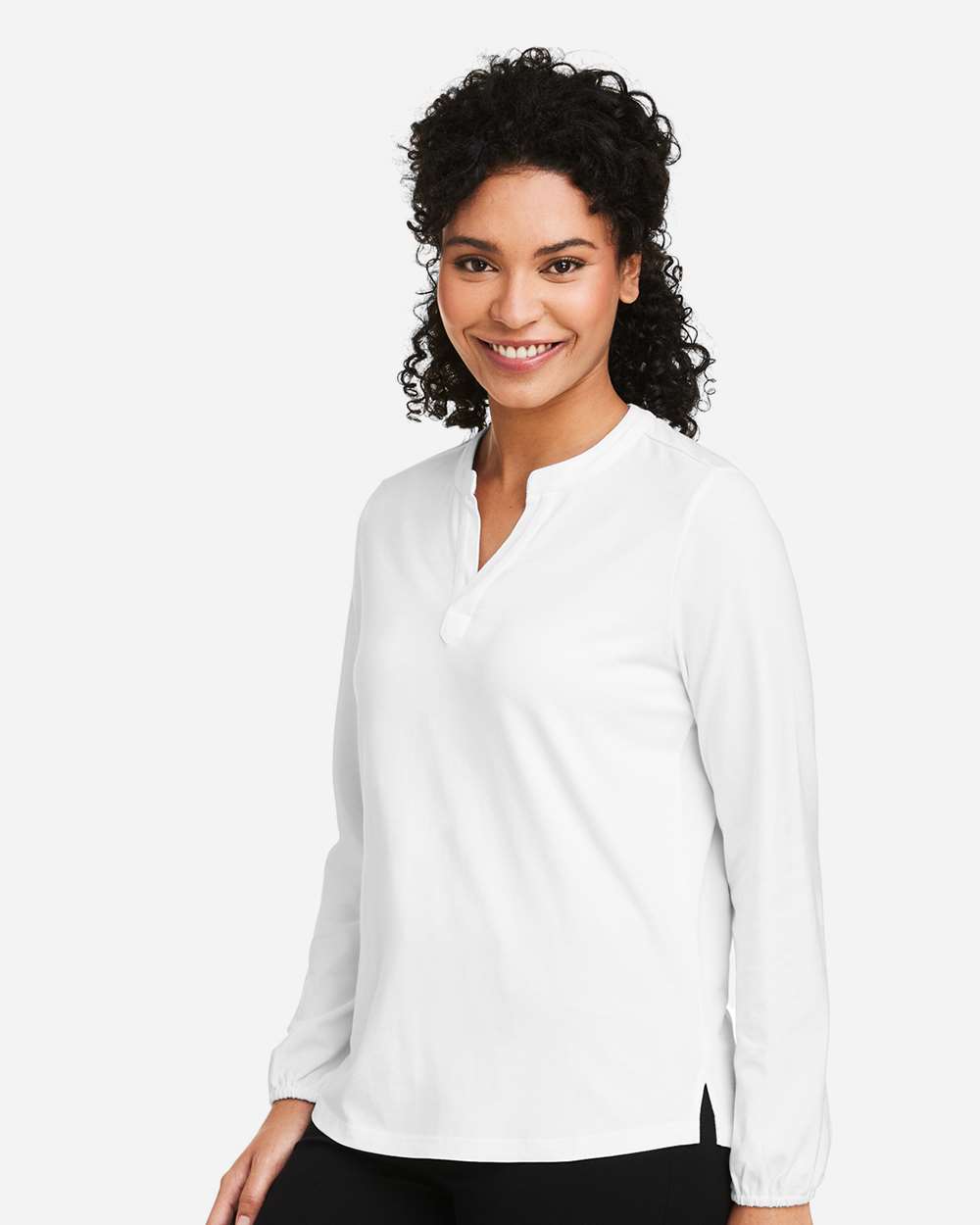 Women's Raleigh Half-Placket Knit Top - OnModelSide - B718B2002 - White