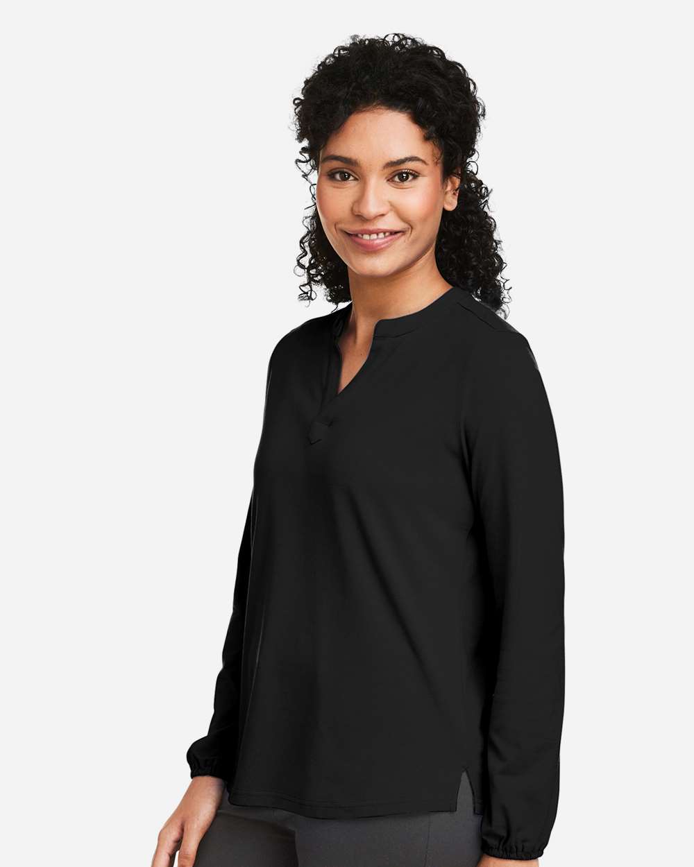 Women's Raleigh Half-Placket Knit Top - OnModelSide - B718B2502 - Black