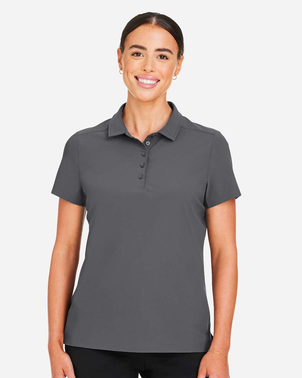 Women's CrownLux Performance® Windsor Welded Polo - OnModelFront - B623B2132 - Graphite