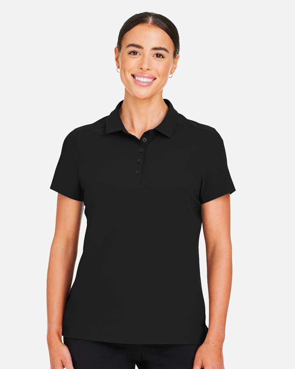 Women's CrownLux Performance® Windsor Welded Polo - OnModelFront - B623B2502 - Black
