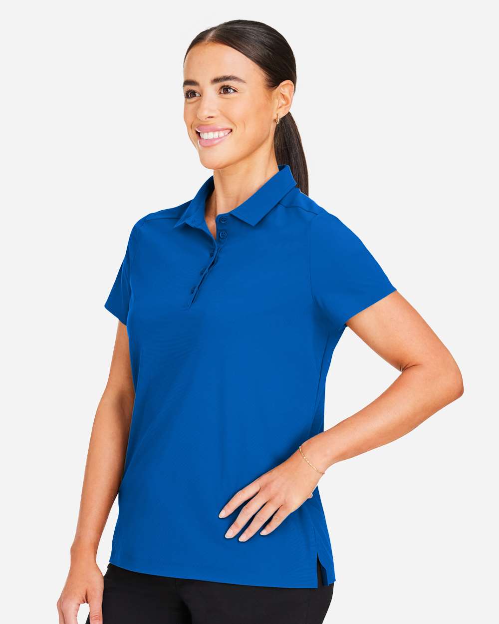 Women's CrownLux Performance® Windsor Welded Polo - OnModelSide - B623B2252 - French Blue