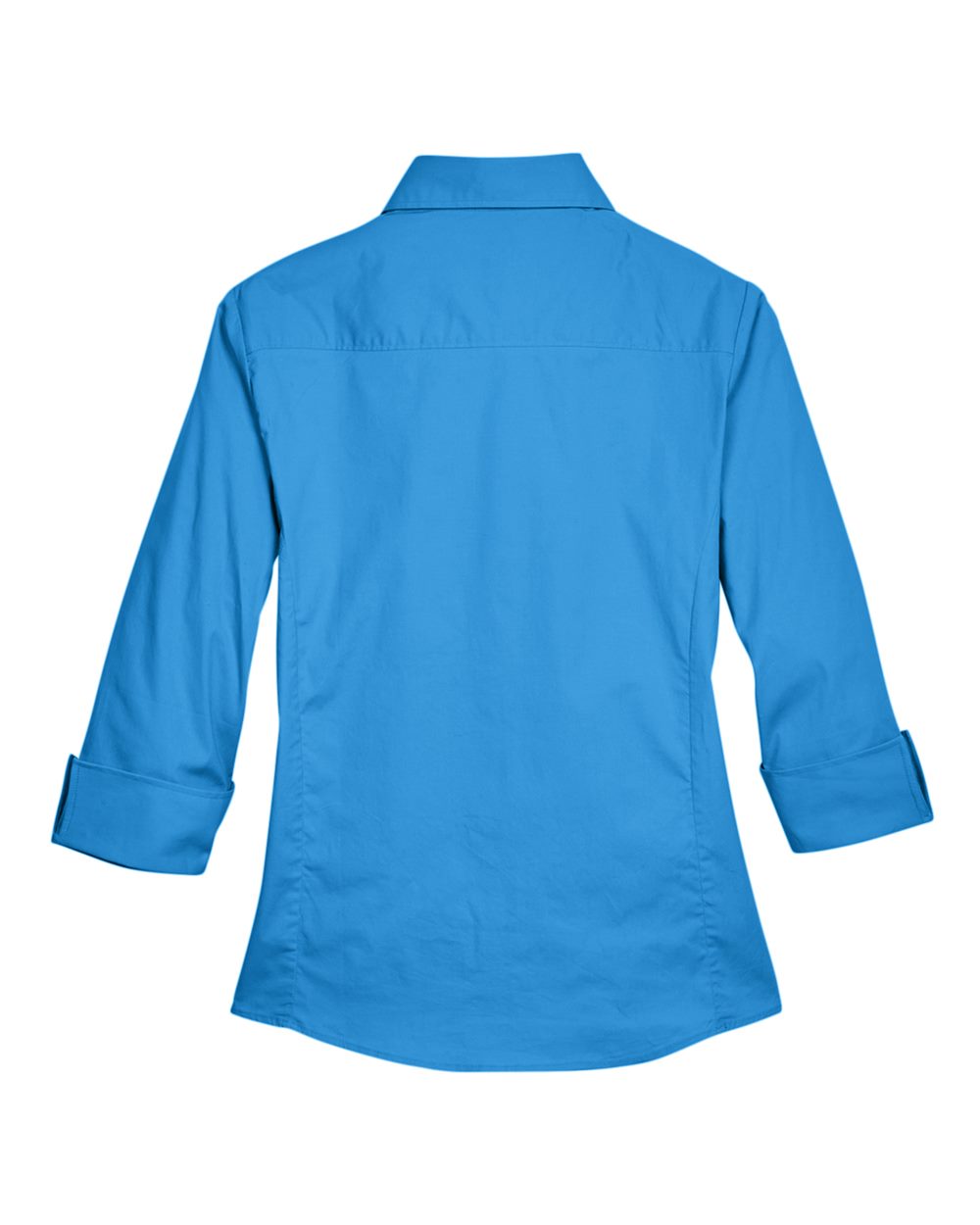Women's Perfect Fit™ Three-Quarter Sleeve Stretch Poplin Dress Shirt - Back - B733B2252 - French Blue