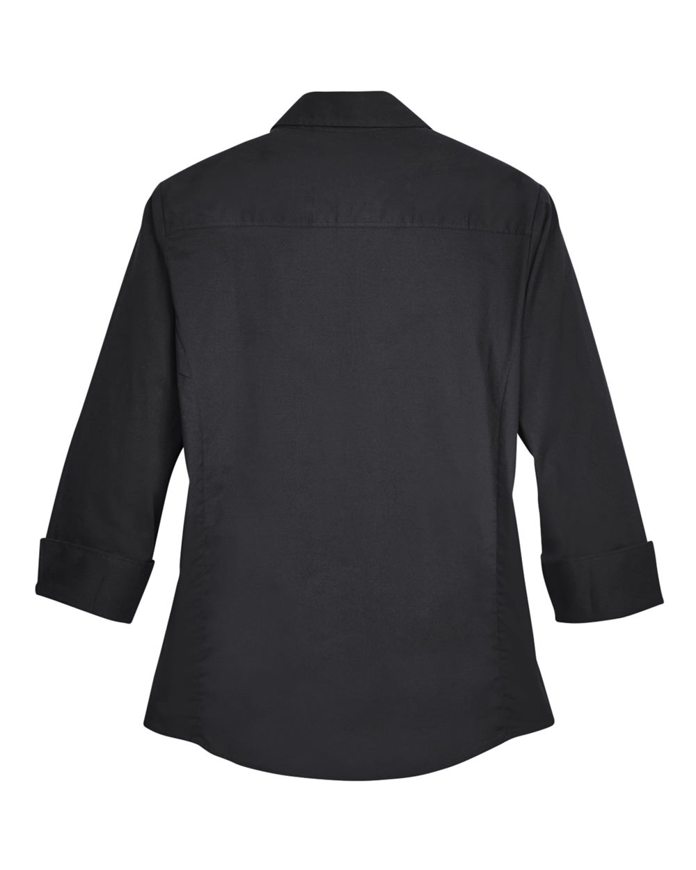 Women's Perfect Fit™ Three-Quarter Sleeve Stretch Poplin Dress Shirt - Back - B733B2502 - Black