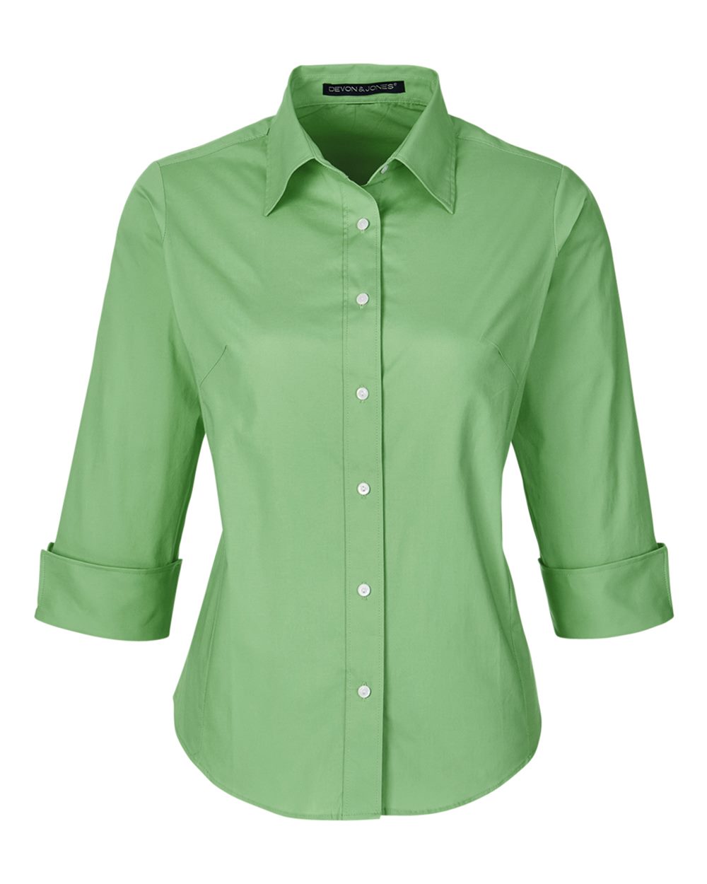 Women's Perfect Fit™ Three-Quarter Sleeve Stretch Poplin Dress Shirt - Front - B733B2222 - Lime