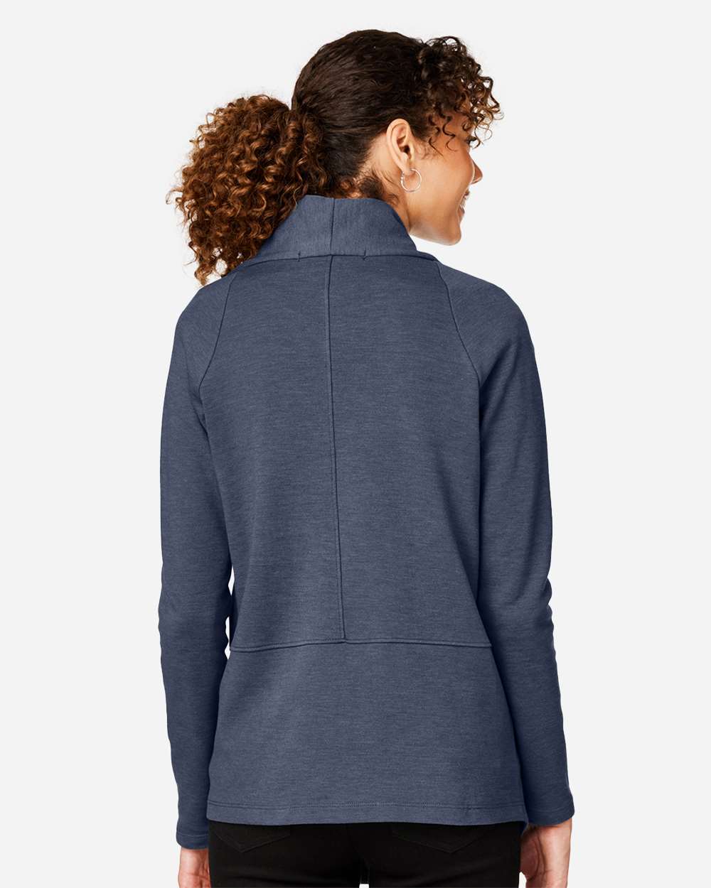 Women's New Classics® Charleston Cardigan - OnModelBack - B665B2652 - Navy Melange