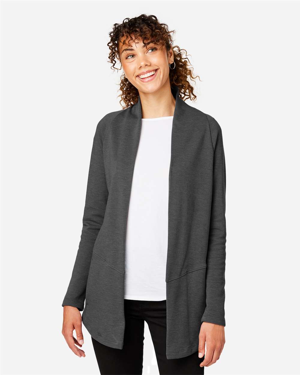 Women's New Classics® Charleston Cardigan - OnModelFront - B665B2502 - Black Melange