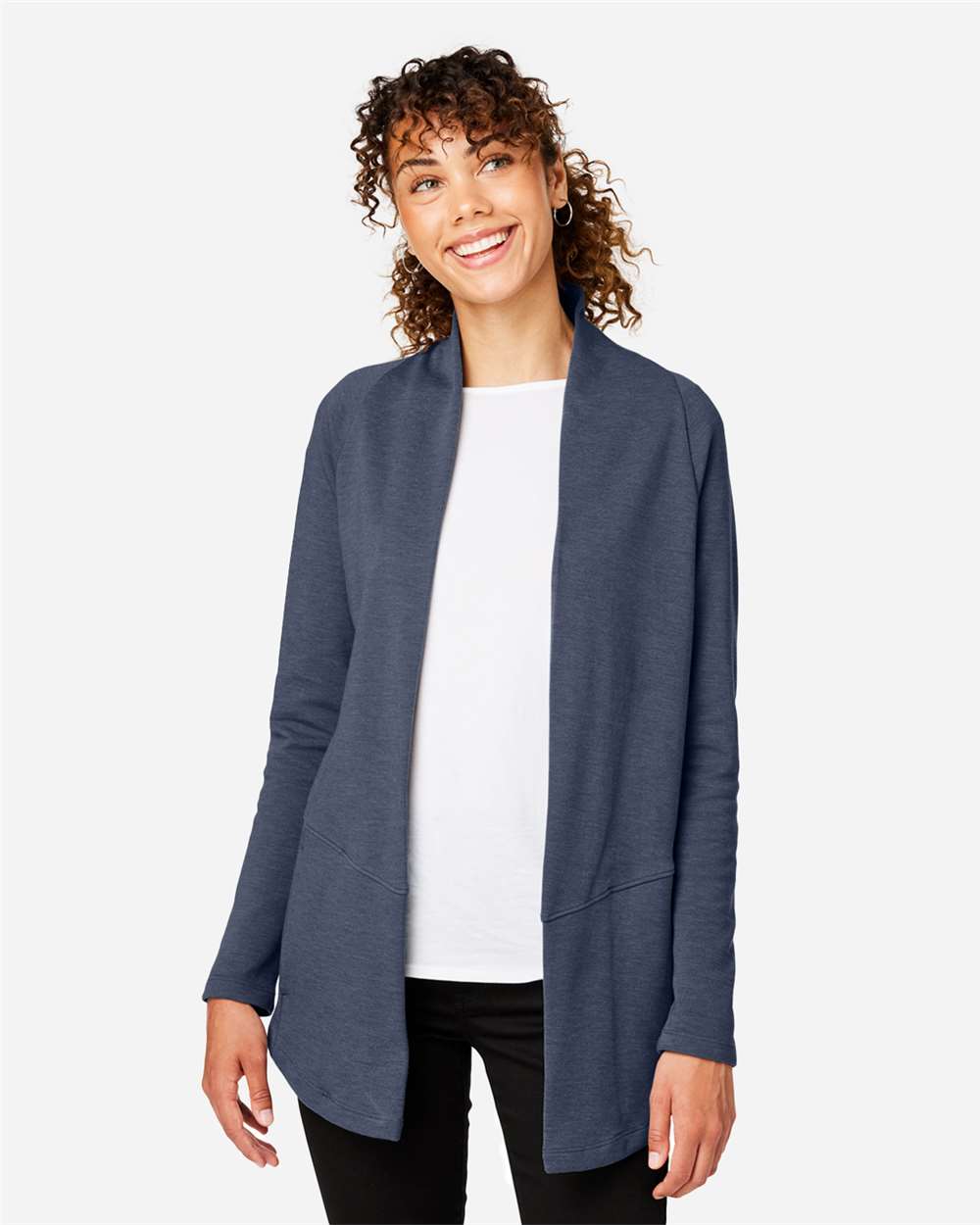 Women's New Classics® Charleston Cardigan - OnModelFront - B665B2652 - Navy Melange