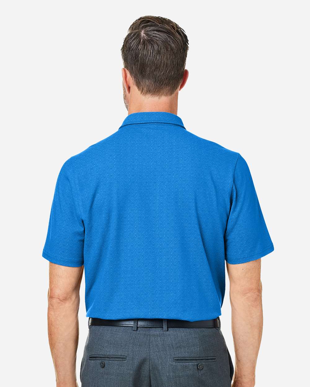 Men's Crownlux Performance® Geo Polo - OnModelBack - B620B2253 - French Blue/ CR Blue
