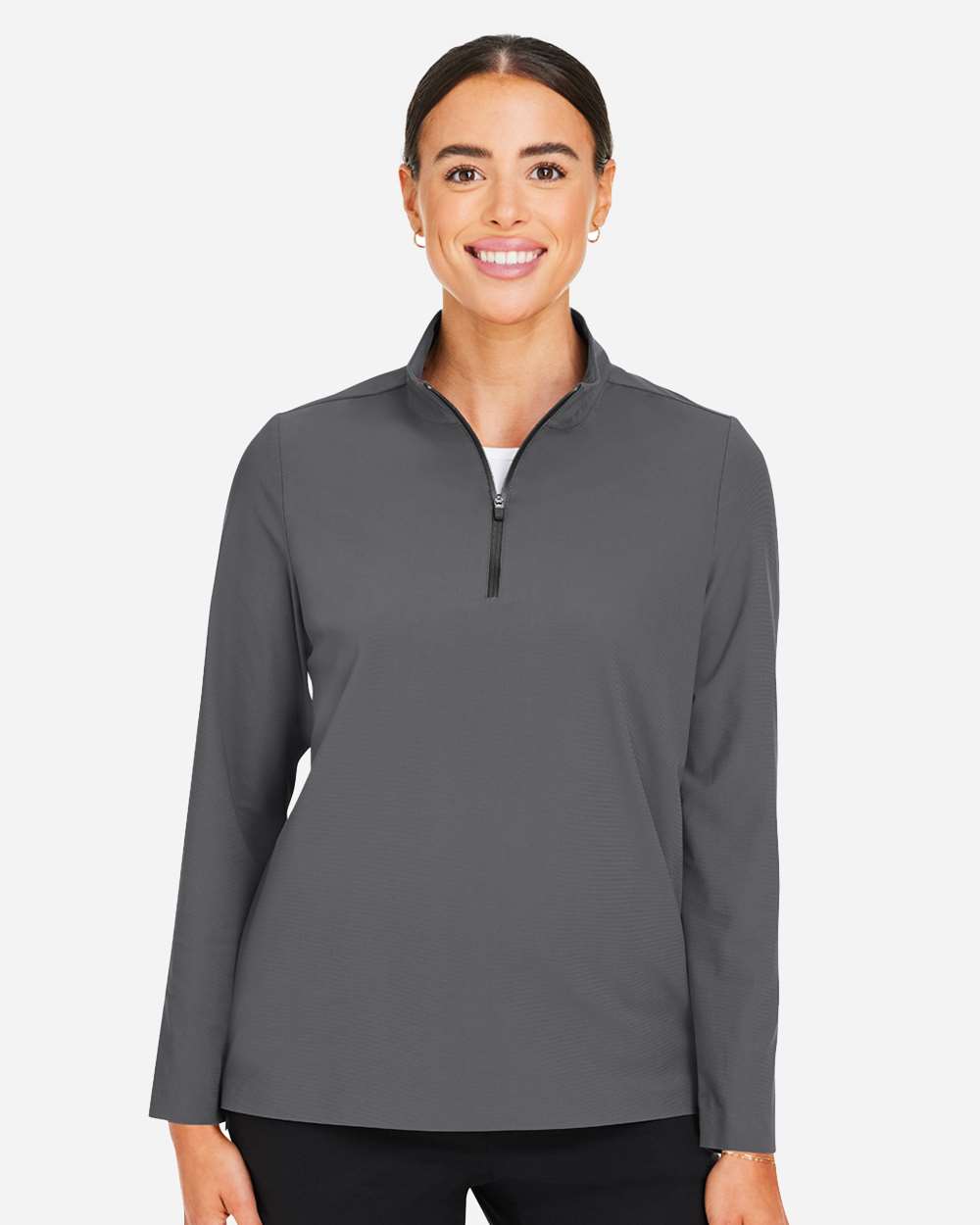 Women's CrownLux Performance® Windsor Welded Quarter-Zip Pullover - OnModelFront - B651B2132 - Graphite