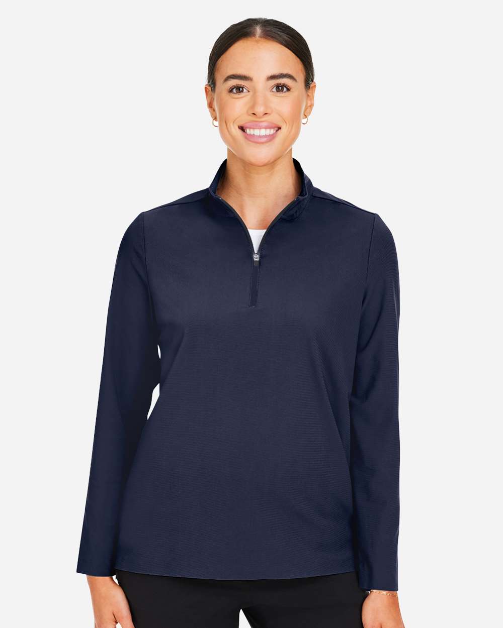 Women's CrownLux Performance® Windsor Welded Quarter-Zip Pullover - OnModelFront - B651B2652 - Navy