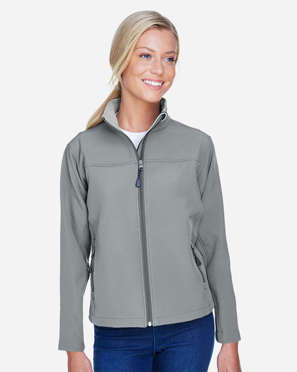 Women's Soft Shell Jacket - OnModelFront - B614B2093 - Charcoal