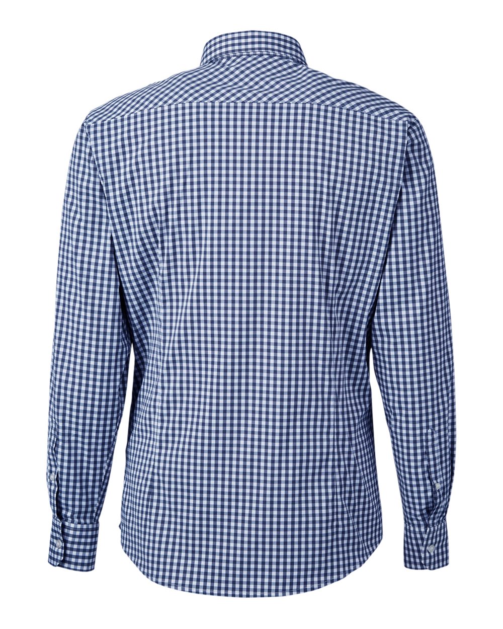 Men's CrownLux Performance® Gingham Dress Shirt - Back - B683B2653 - Navy/ White