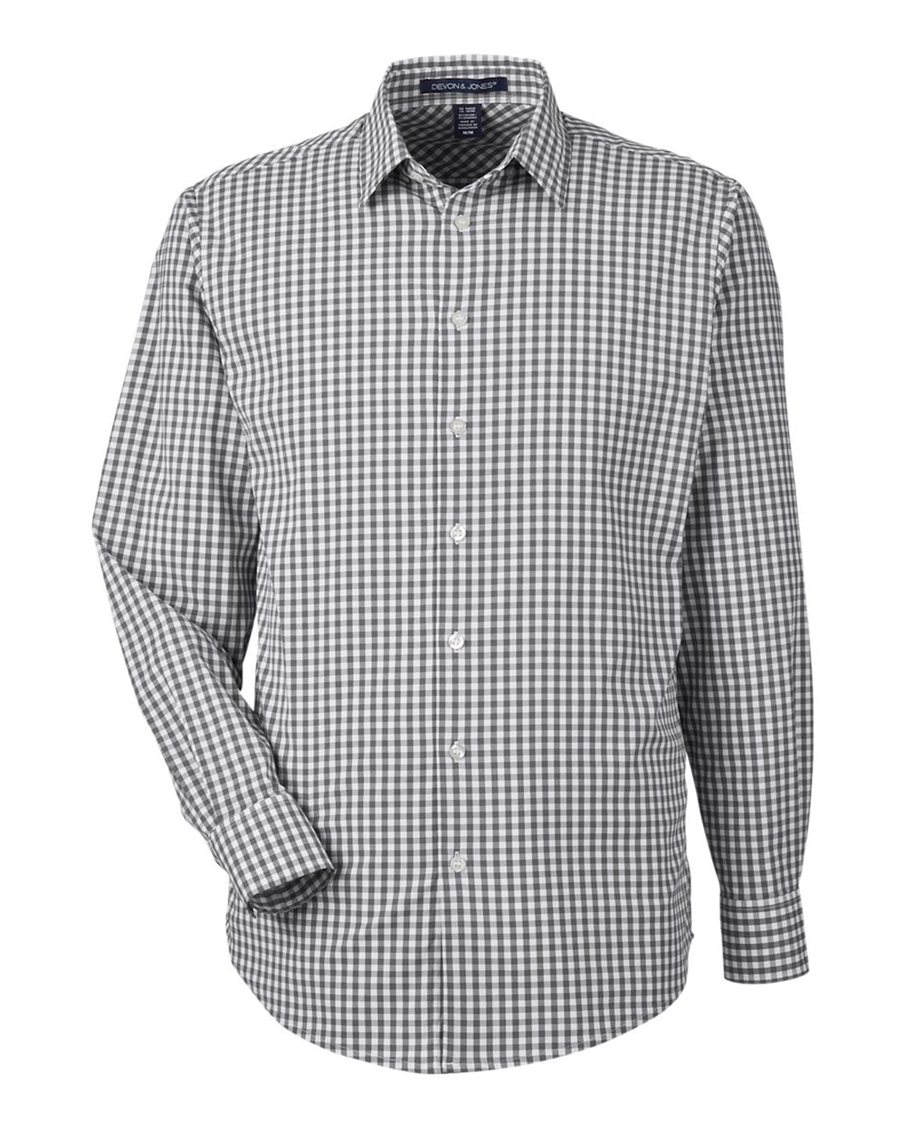 Men's CrownLux Performance® Gingham Dress Shirt - Front - B683B2133 - Graphite/ White