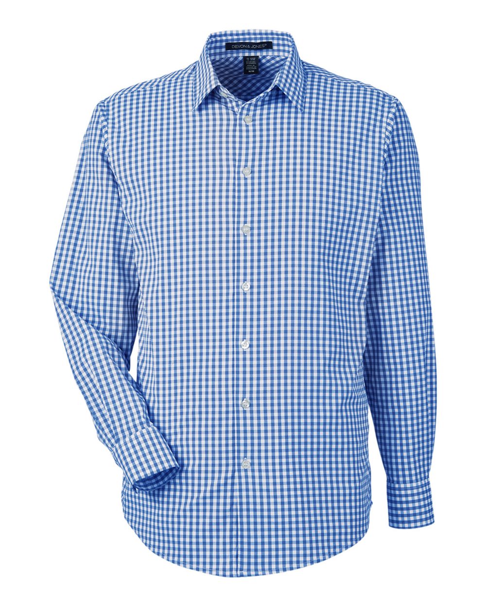 Men's CrownLux Performance® Gingham Dress Shirt - Front - B683B2253 - French Blue/ White